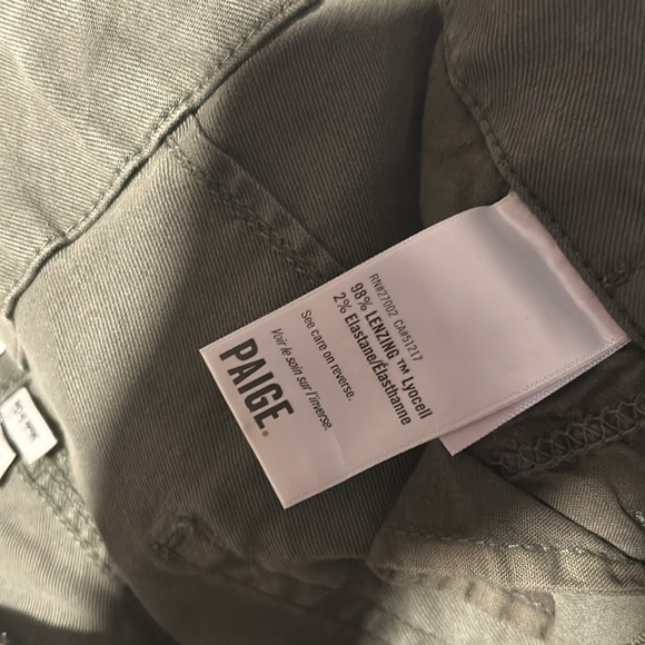 PAIGE Drew Vintage Ivy Green Cargo Pockets Pants, Cuffed NWT Relaxed Straight - Picture 9 of 11